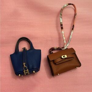 Blue and Brown Designer Style Mini Handbag Charm Set